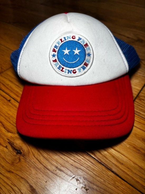Accessories - Feeling Free Patriotic Trucker Hat Red White Blue Smiley Cap